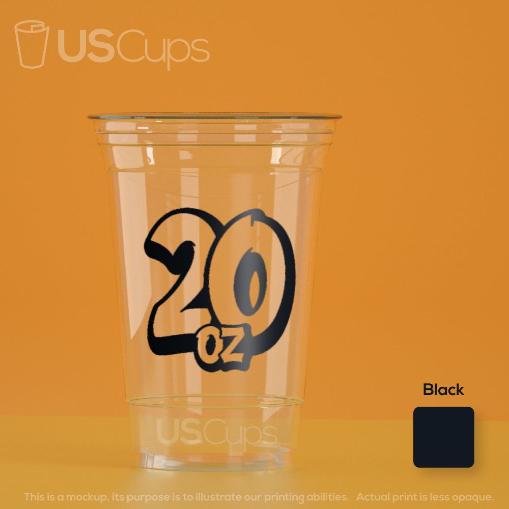 Custom Printed Clear PET Cups – 1 Color Printing